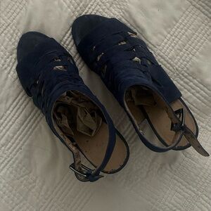 Navy Women's Strappy Suede Sandals